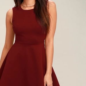 Lulus Exclusive Red Lace Backless Skater Dress